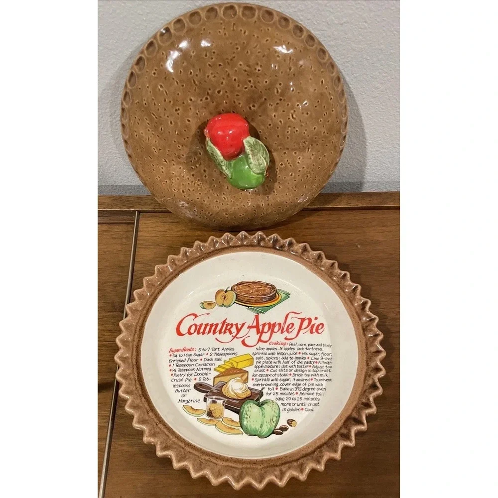 Vintage Country Apple Pie Plate Keeper Made‎ In Japan